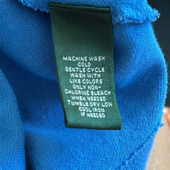 Vtg Ralph Lauren Blue Cotton Short Sleeve Polo Shirt with White Collar & Trim - Picture 8 of 9